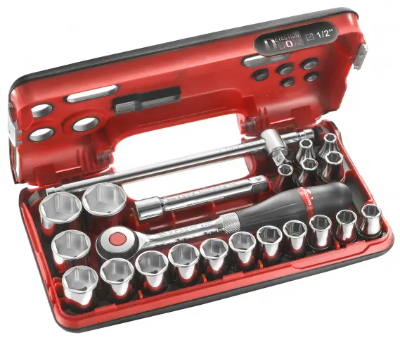 Coffret cliquet manche rotatif + douilles 1/2 6 pans 22 pièces FACOM - S.360DBOX4PB