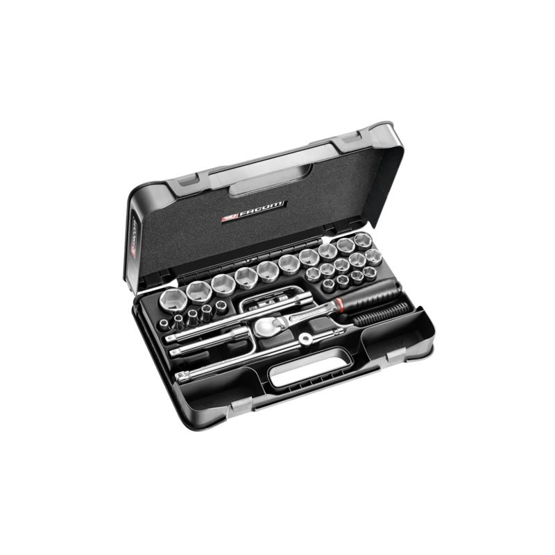 Coffret douilles FACOM 1/2" - 6 pans métriques - 30 pièces - S.161-5P6