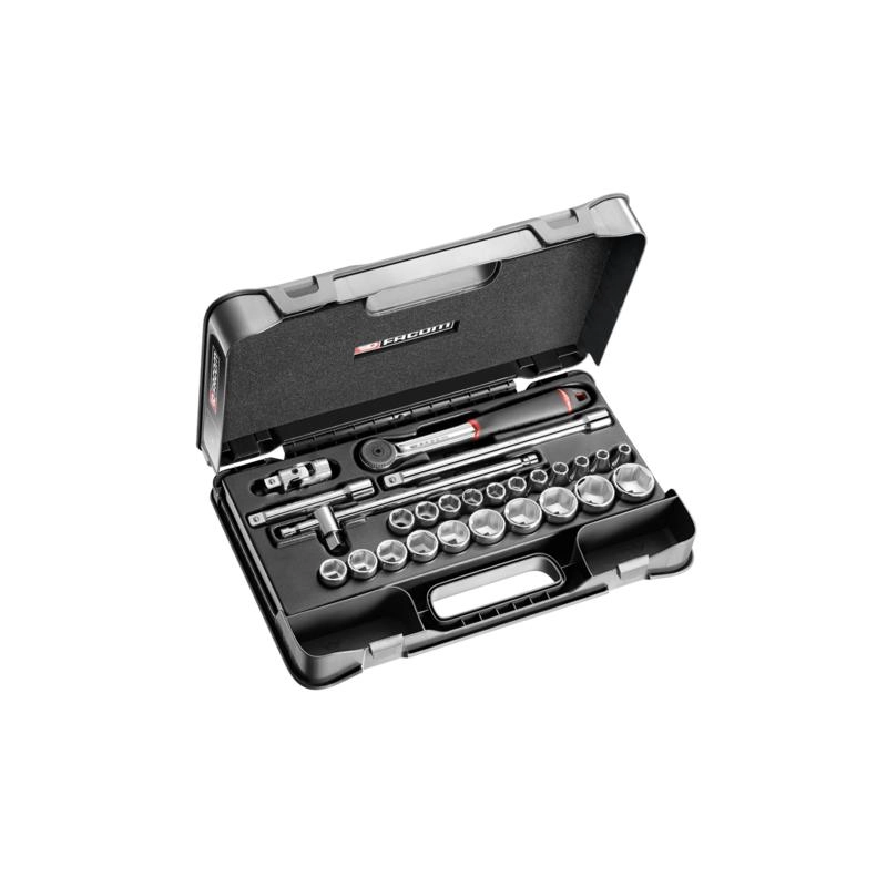 Coffret DBOX 26 pièces Cliquet étanche et douilles 1/2" 6 pans métriques FACOM - S.161-4P6PB