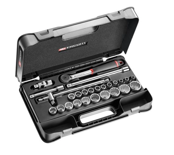 Coffret douilles 1/2" 12 pans métriques S.161B FACOM - 26 pièces - S.161-4P12
