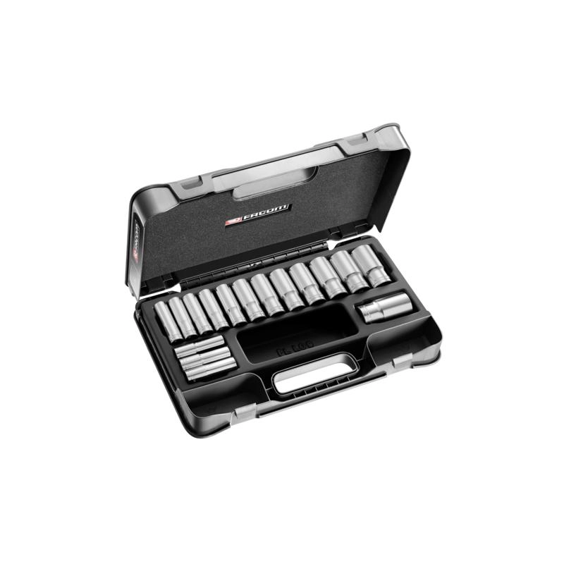 Coffret douilles 1/2" longues 6 pans métriques FACOM - 16 pièces - S.405AE