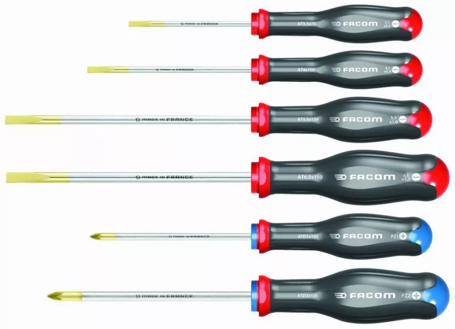 Jeu de 6 tournevis ATD lame ronde FACOM - ATD.J6PB