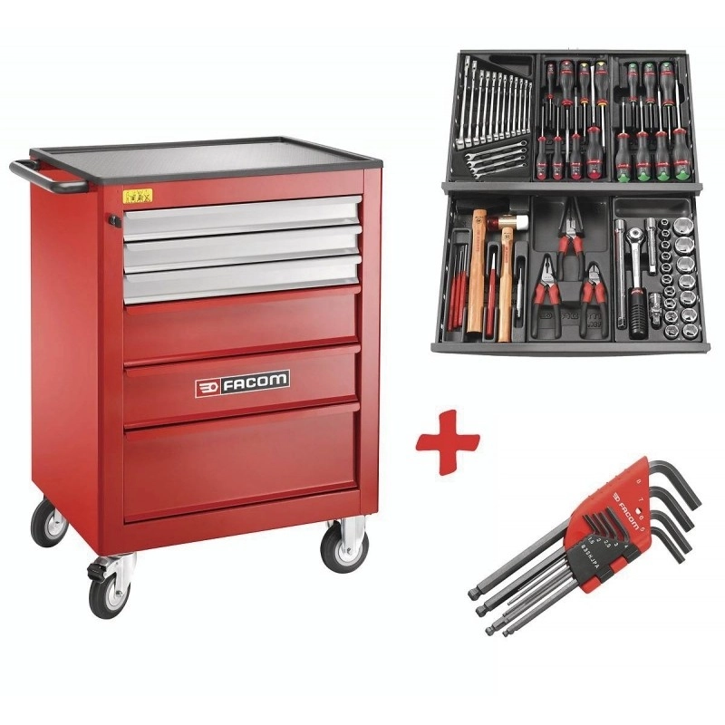 Servante Roll M3 Rouge 69 outils FACOM 6 tiroirs - ROLL.CONTACTPF