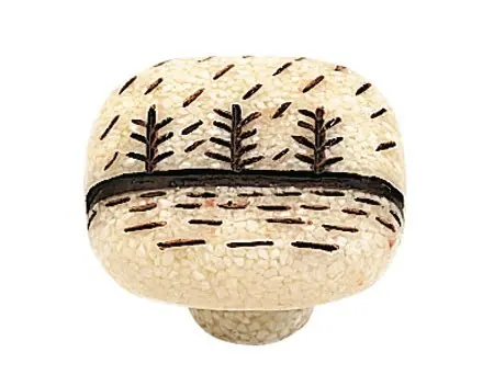 Bouton Carré "Pluie" résine Beige/Marron