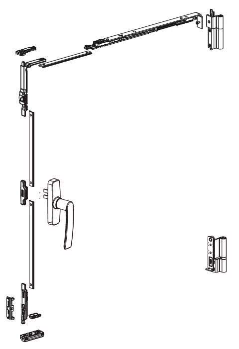Kit oscillo-battant Galicube 1 V FAPIM à crémone Gea - Compas moyen 562 à 1200 mm - Noir 9005 - 1330BF_37