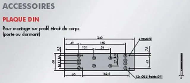 Plaque support DIN  GR400 argent - GROOM - GR409001