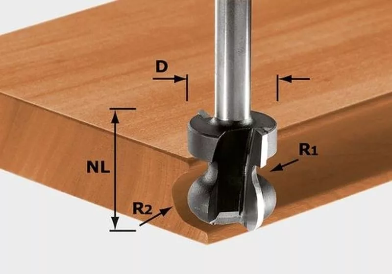 Fraise pour poignée moulurée HW avec queue de 8mm FESTOOL HW S8 D22/16/R2,5+6 - 491140