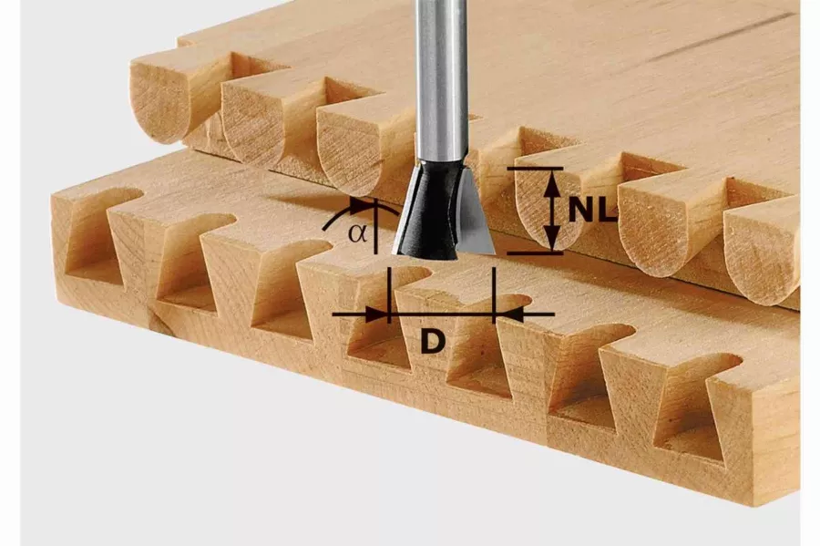 Fraise à queue d'aronde HW avec queue de 8mm FESTOOL HW S8 D20/26/10° - 491165