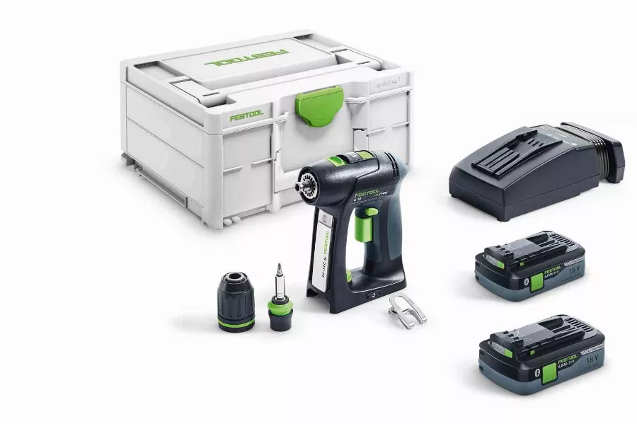 Perceuse-visseuse sans fil C 18 HPC 4,0 I-Plus - FESTOOL - avec 2 batteries 18V 4.0Ah - chargeur - Systainer - 576435
