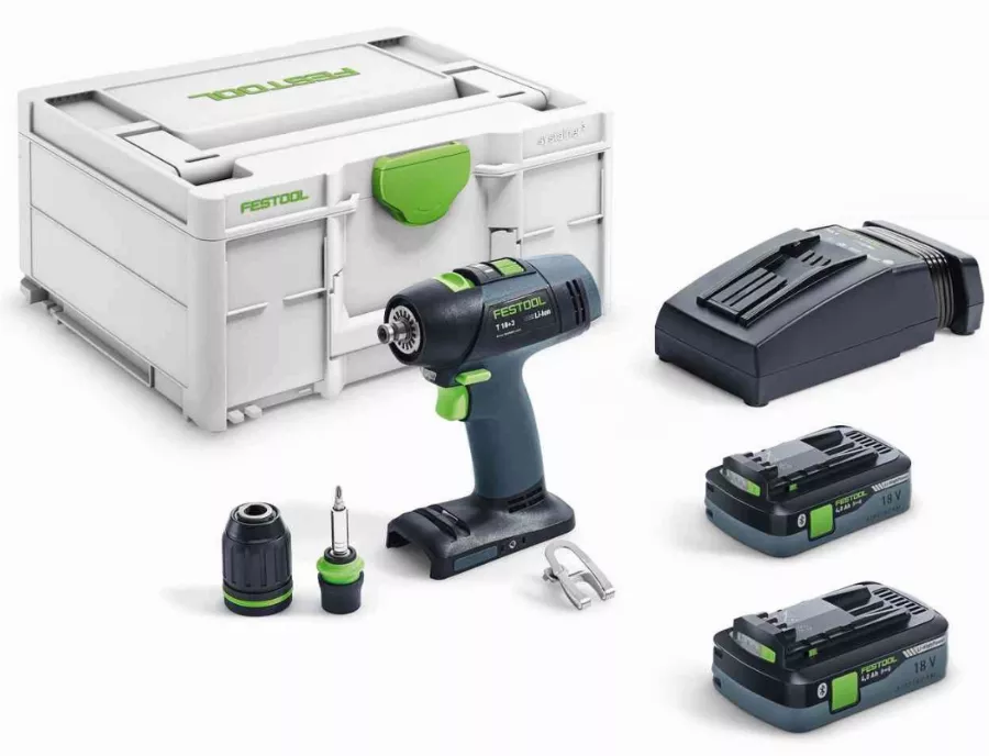 Perceuse-visseuse sans fil T 18+3 HPC 4,0 I-Plus FESTOOL - avec 2 batteries 18V 4.0Ah - chargeur - systainer - 576446