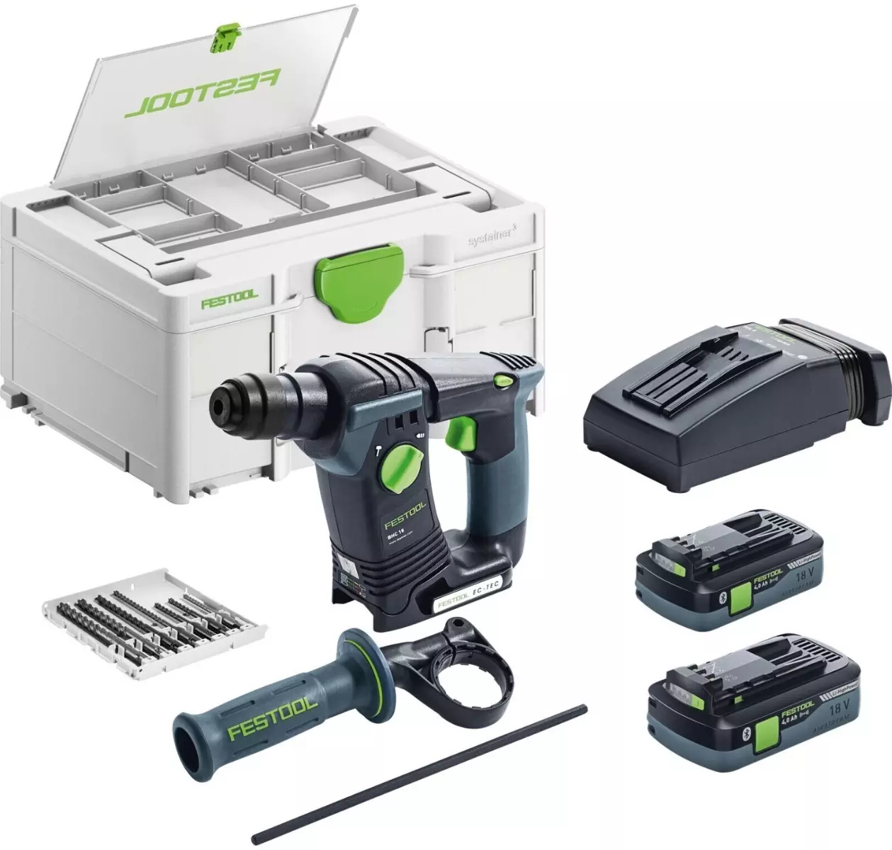 Perforateur sans fil BHC 18 HPC 4.0 I.PLUS - FESTOOL - avec 2 batteries 18V 4.0Ah - chargeur - Systainer - 577602