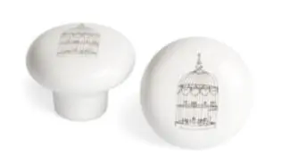 Bouton décoratif porcelaine blanche  "Cage"