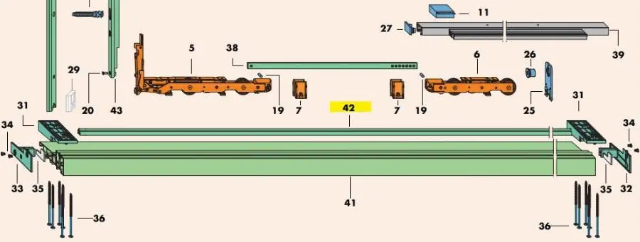 Rail de roulement pour seuil tubulaire HSPORTAL alu anodisé HS300 - L.6700 mm - 842935