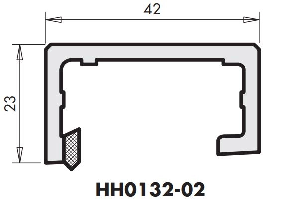 Profil support additionnel HS portal noir HH0132-02 SIEGENIA L.3350mm - PPZB0170-011010 