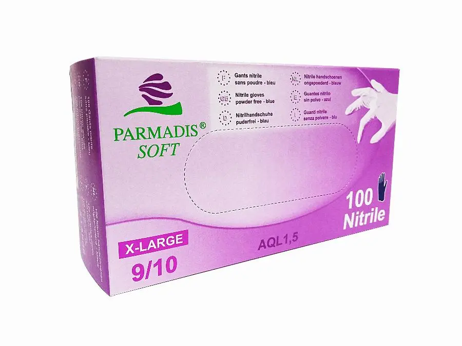 Boite de 100 Gants en nitrile T.M 7/8 CRISTAL HYGIENE Usage unique EN374 - FGNITRI7