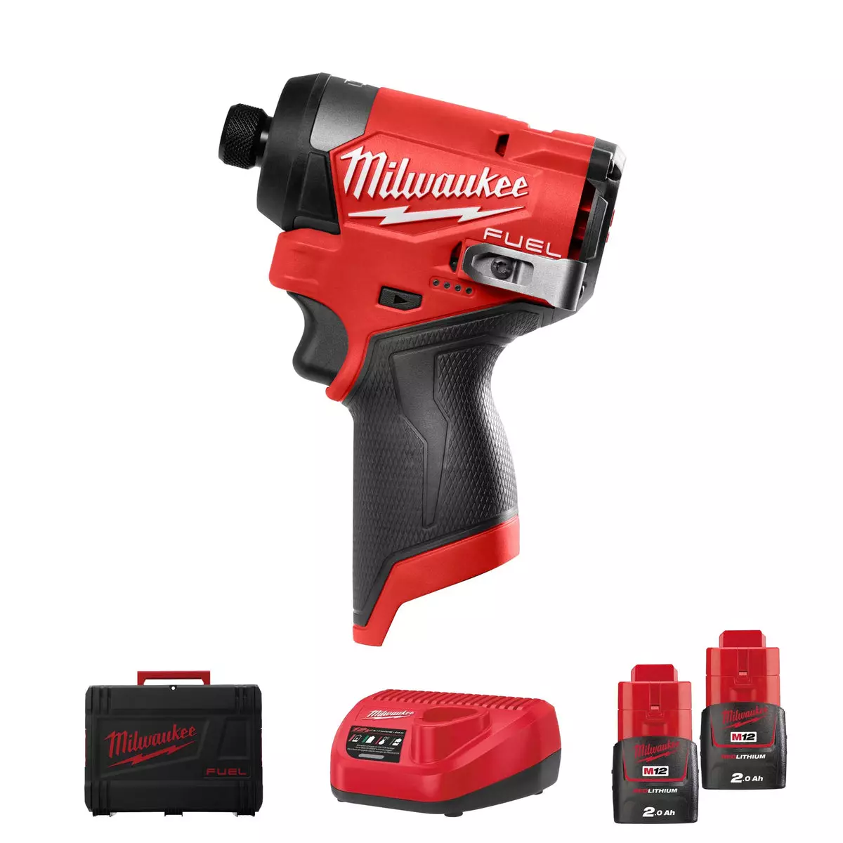 Visseuse à choc sans fil M12 Fuel - 12V - 2.0 Ah - Inclus 2 Batteries + 1 Chargeur + 1 HD Box - MILWAUKEE - 4933479877