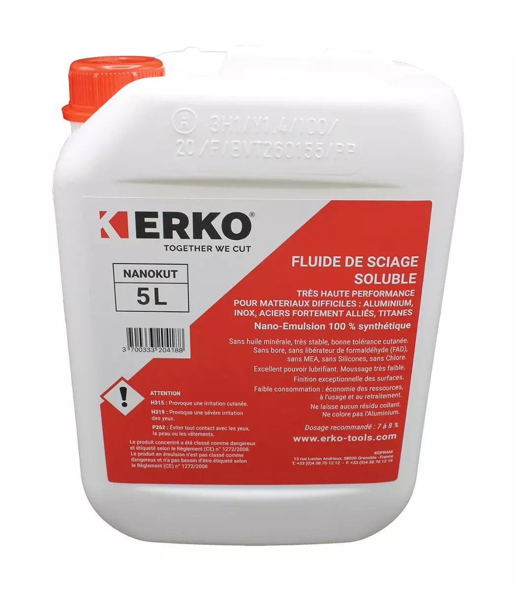 Fluide sciage ERKO soluble Nanokut - Bidon 5 L - 6400018