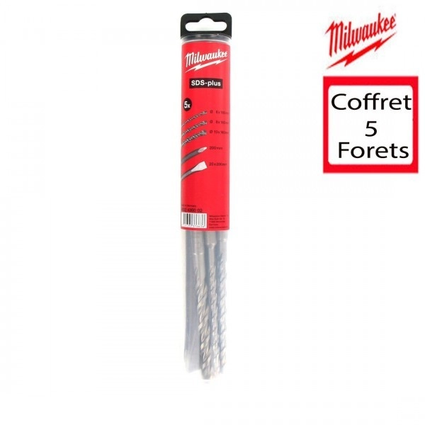 Coffret MILWAUKEE Starter KIT 3 Forets +2 Burins SDS-plus - 4932430002