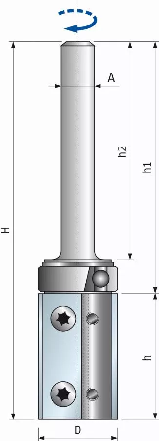 Fraise droite à plaquettes interchangeables à roulement FREUD - Ø19 H30/90 Q8 Z2 - F03FA13919 -TG76MD CD3
