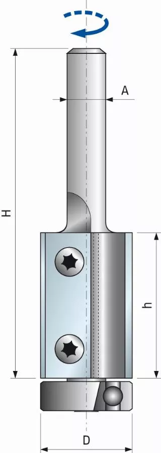 Fraise droite à plaquettes interchangeables à roulement FREUD - Ø19 H30/90 Q12 Z2 - F03FA13926 -TG74MD CF3