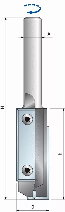 Fraise droite à plaquettes réversibles interchangeables FREUD - Ø16 H50/105 Q12 Z2+1 - F03FA13927 -TG62MD AD3