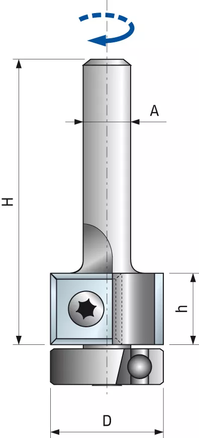 Fraise droite à plaquettes interchangeables à roulement FREUD - Ø19 H12/70 Q8 Z2 - F03FA14729 -TG74MD CB3