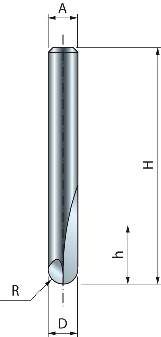 Mèche à bout arrondi FREUD - Ø6 H12,7/50,8 Q8 Z2 - F03FR01588 -18-10408P