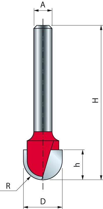 Mèche à bout arrondi FREUD - Ø19 H11/50,8 Q8 Z2 - F03FR01600 -18-11208P