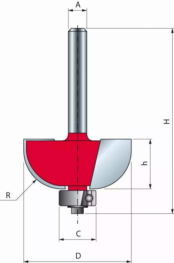 Mèche pour arrondi concave FREUD - Ø25,4 H12,7/54,2 Q8 Z2 - F03FR01701 -30-10308P