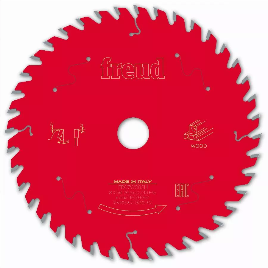 Lame pour scie circulaire portative filaire/sans fil FREUD - Ø165 1,7/1,3 A20 Z40 BA 18° - F03FS09687 -FR07W002H