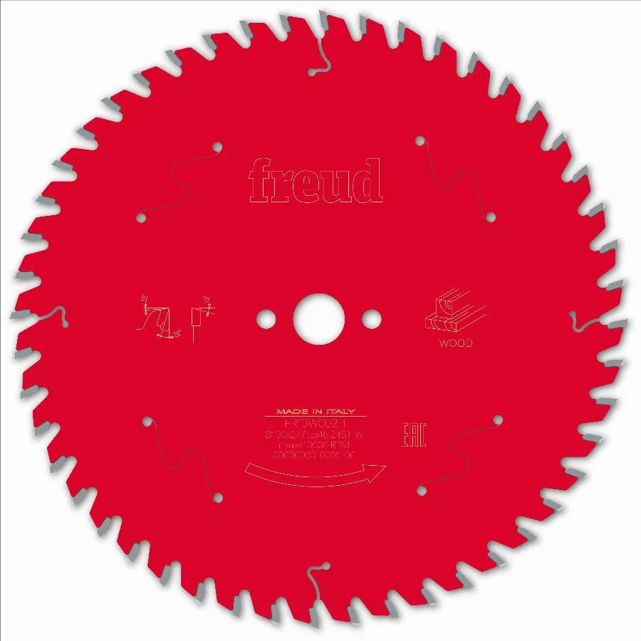 Lame pour scie circulaire portative FREUD - Ø190 2,4/1,6 AL16 Z48 BA 10° - F03FS09713 -FR13W002H