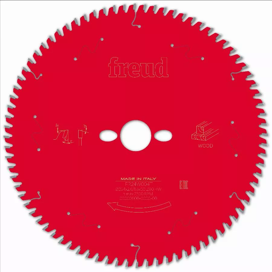 Lame pour scie circulaire portative FREUD - Ø254 2,6/1,8 AL30 Z80 BA 5° - F03FS09781 -FR24W004T