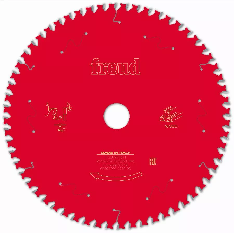 Lame pour scie circulaire portative FREUD - Ø260 2,6/1,8 AL30 Z60 BA 10° - F03FS09782 -FR26W001T