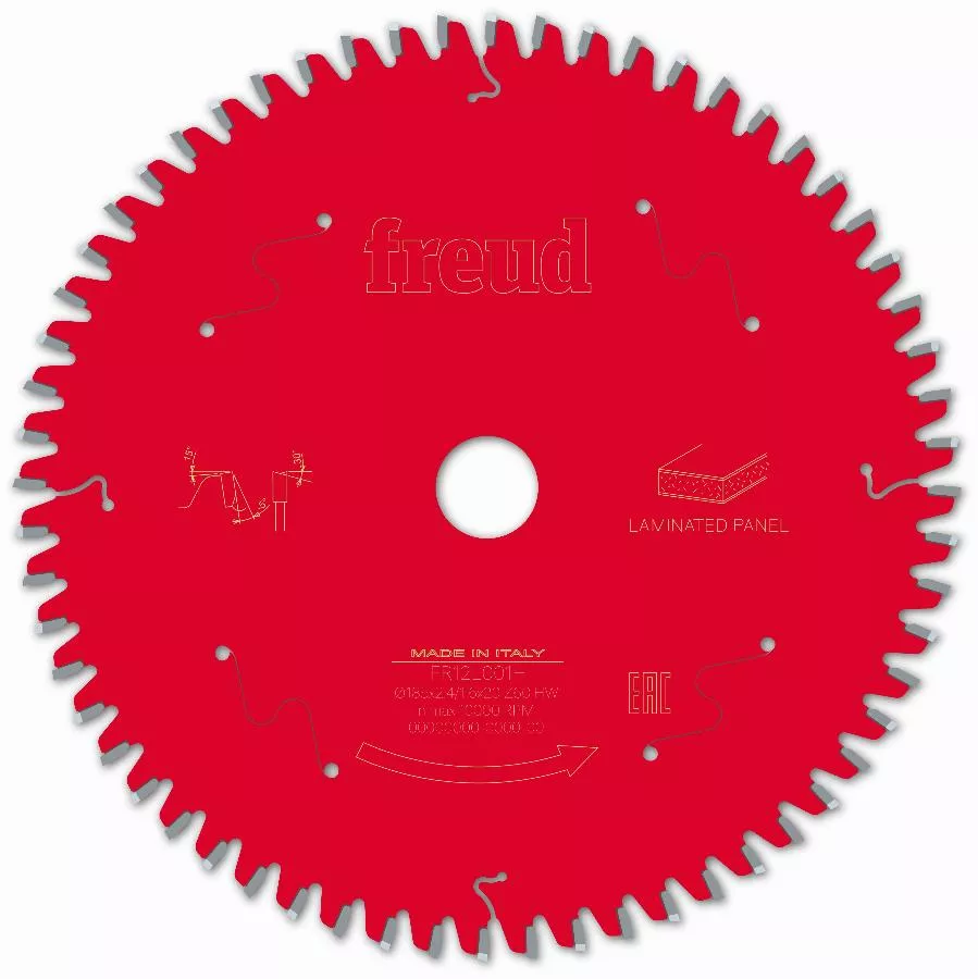 Lame pour scie circulaire portative FREUD - Ø185 2,4/1,6 AL20 Z60 BA -5° - F03FS09801 -FR12L001H