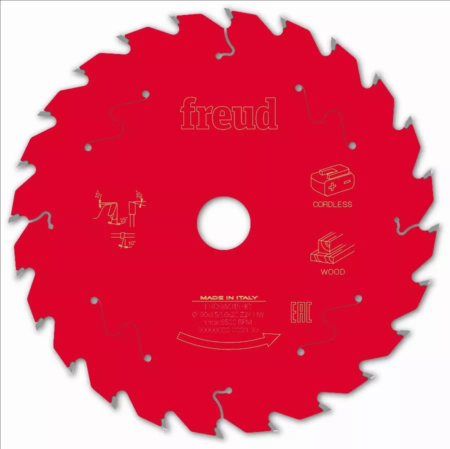 Lame pour scie circulaire portative sans fil FREUD - Ø160 1,45/1 AL20 Z24 BA 25° - F03FS10048 -FR05W015HC