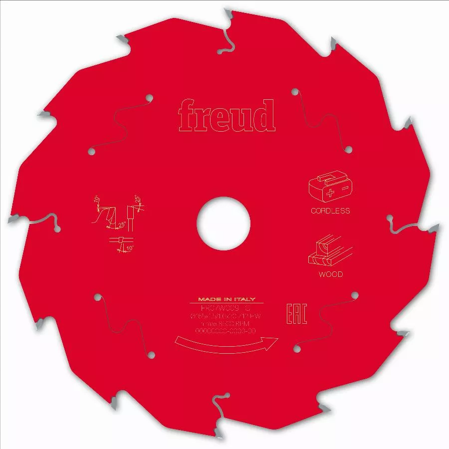 Lame pour scie circulaire portative sans fil FREUD - Ø165 1,45/1 AL20 Z12 BA 25° - F03FS10051 -FR07W009HC