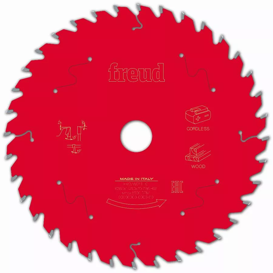 Lame pour scie circulaire portative sans fil FREUD - Ø165 1,45/1 AL20 Z36 BA 15° - F03FS10053 -FR07W011HC