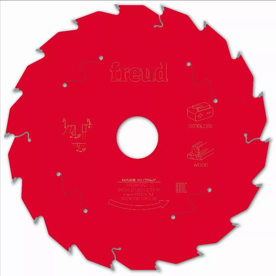 Lame pour scie circulaire portative sans fil FREUD - Ø190 1,45/1 AL30 Z18 BA 25° - F03FS10057 -FR13W010HC