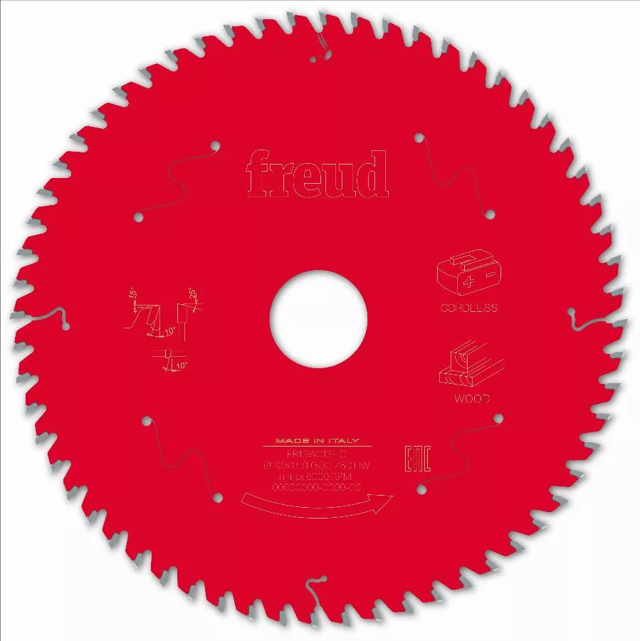 Lame pour scie circulaire portative sans fil FREUD - Ø190 1,45/1 AL30 Z60 BA 10° - F03FS10060 -FR13W013HC