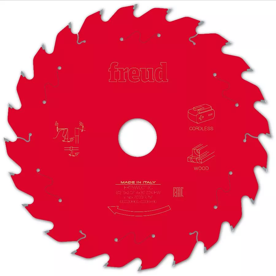 Lame pour scie circulaire portative sans fil FREUD - Ø210 1,7/1,2 AL30 Z24 BA 25° - F03FS10068 -FR15W001TC