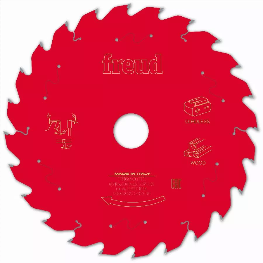 Lame pour scie circulaire portative sans fil FREUD - Ø216 1,7/1,2 AL30 Z24 BA 25° - F03FS10070 -FR16W001TC