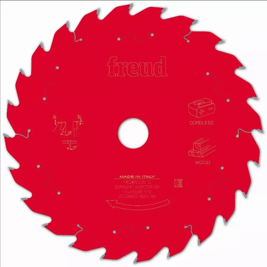 Lame pour scie circulaire portative sans fil FREUD - Ø254 2,1/1,6 AL30 Z24 BA 25° - F03FS10072 -FR24W005TC