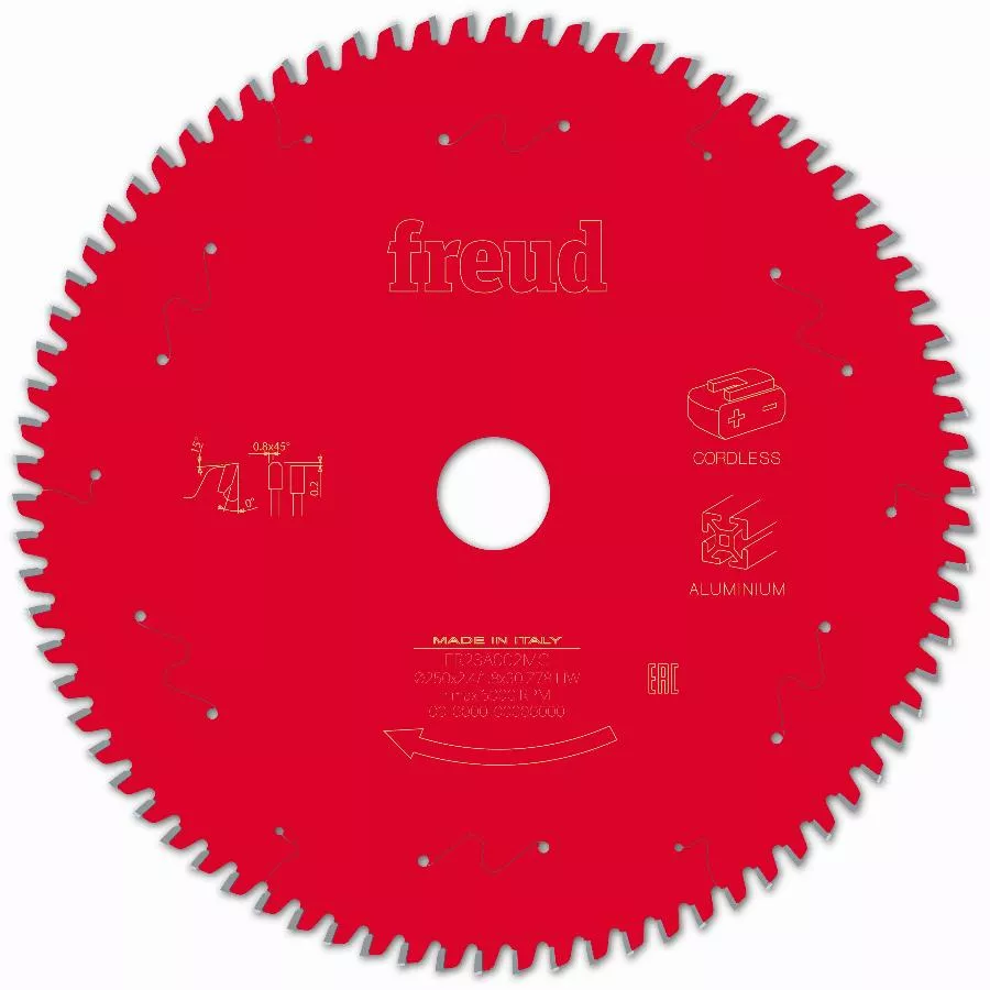 Lame pour scie circulaire portative sans fil FREUD - Ø250 2,4/1,8 AL30 Z78 TP 0° - F03FS10090 -FR23A002MC