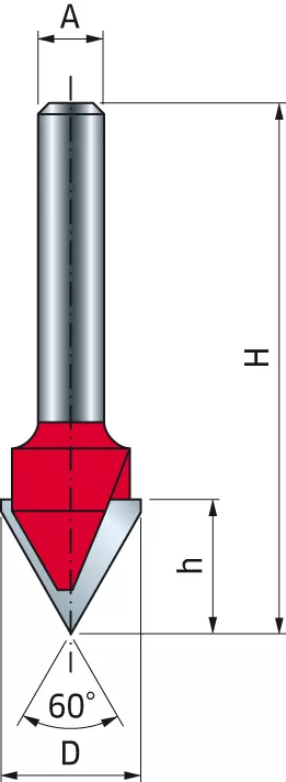 Mèche à rainurer en V FREUD - Ø12,7 H12,7/49,2 Q8 Z2 - F03FR01630 -20-15208P
