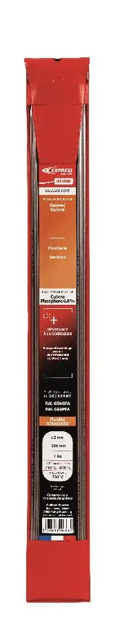 Baguette de brasure EXPRESS - Phosphore 6.8% - Ø 2 mm x L500 mm - Blister de 1kg - GE168B