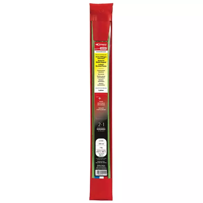 Baguette Brasure Assemblage AC/Alliage Cuivre enrobé Vert. D.3mm - LG 500mm - GUILBERT EXPRESS - GE4CEB3