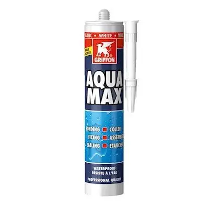 Mastic colle Aqua Max Spécial Piscine GRIFFON cartouche 425 gr Blanc - 6308214
