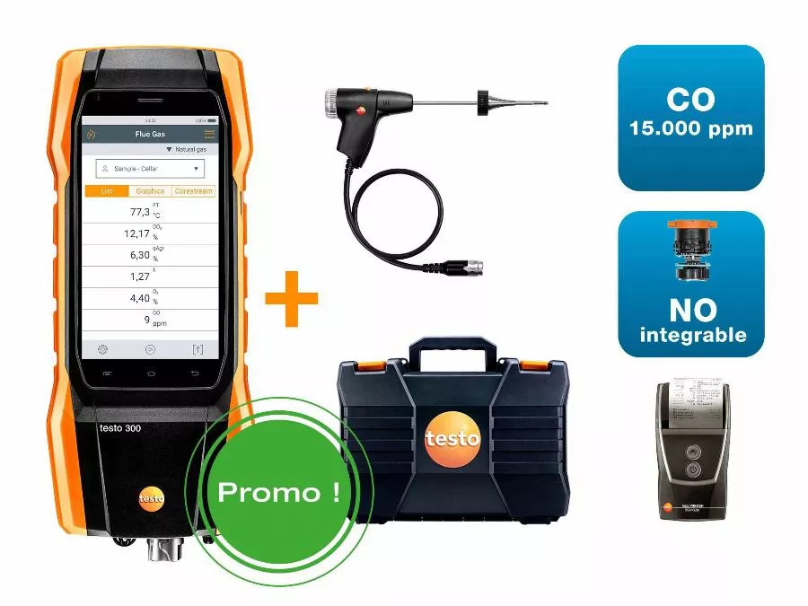 Lot premium analyseur de combustion avec imprimante 300 - TESTO - 0564 3004 81