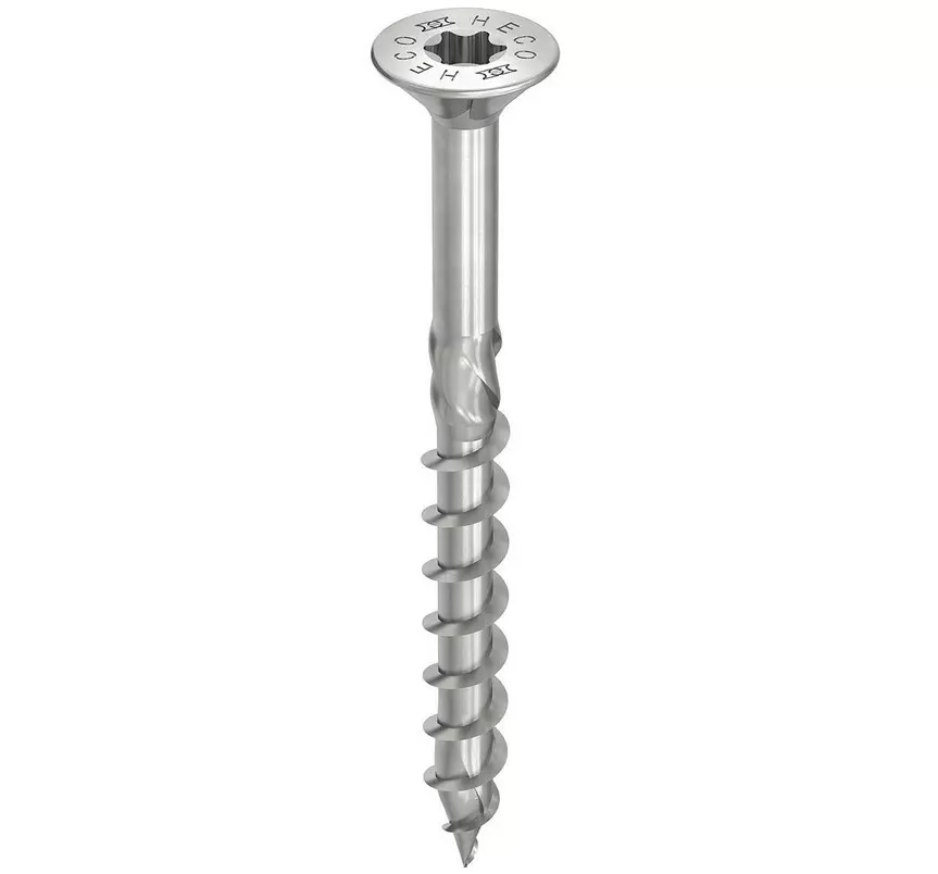 Vis HECO-Topix-Plus Inox - Ø6x80mm - Tête Fraisée à poches de fraisage - Filetage Partiel - T30 - Boite de 100 - 61818