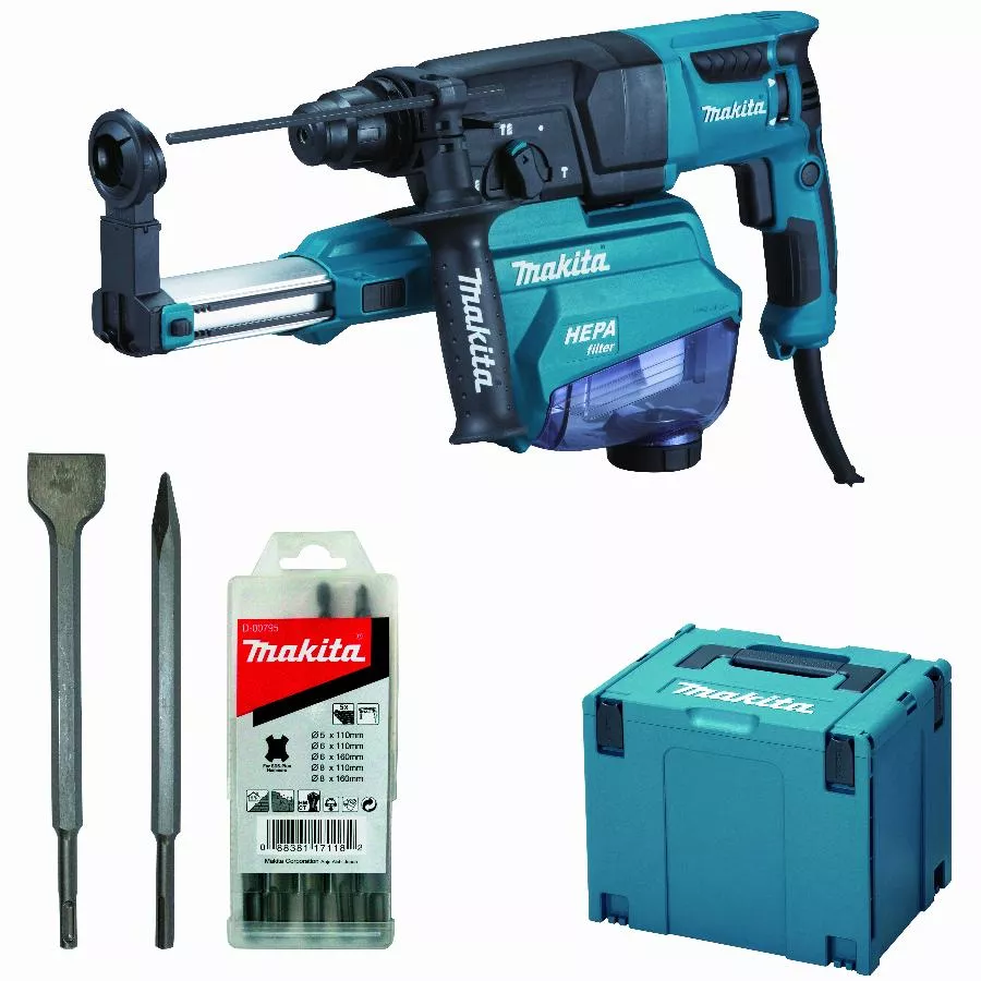 Perforateur burineur 800W 26 mm MAKITA + kit accessoires - HR2652JX14